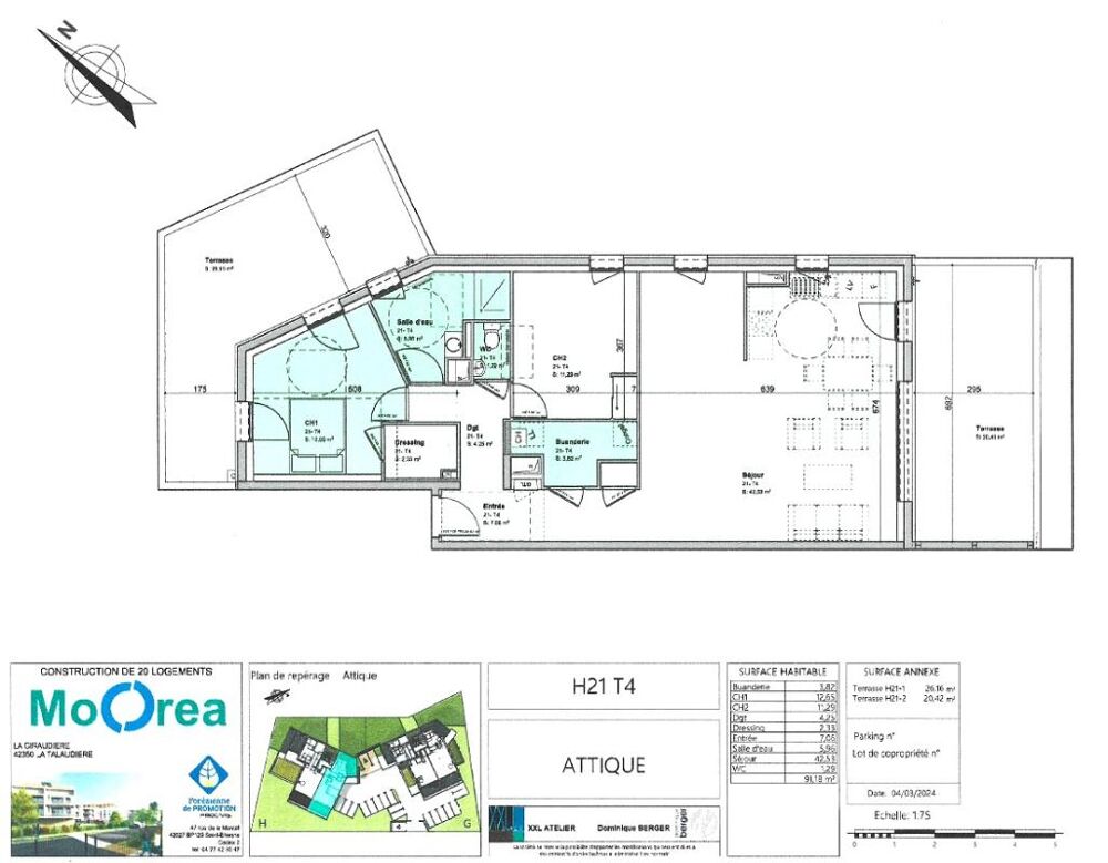 Vente Appartement Appartement La Talaudiere 3 pièce(s) 91.18 m2 La talaudiere