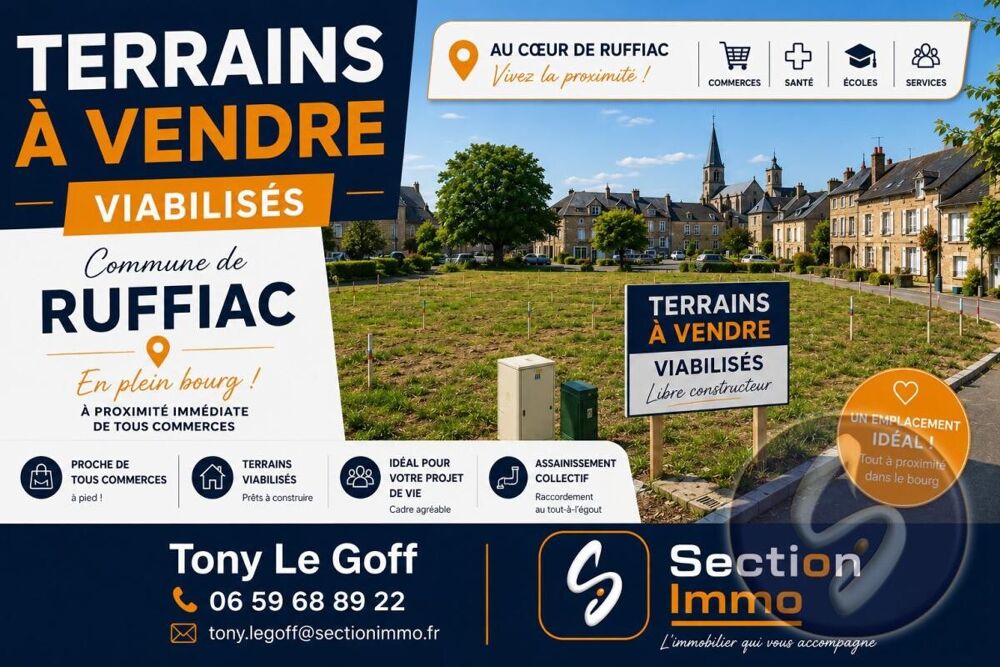 Vente Terrain EXCLUSIVITÉ - TERRAIN CONSTRUCTIBLE VIABILISÉ À RUFFIAC Ruffiac
