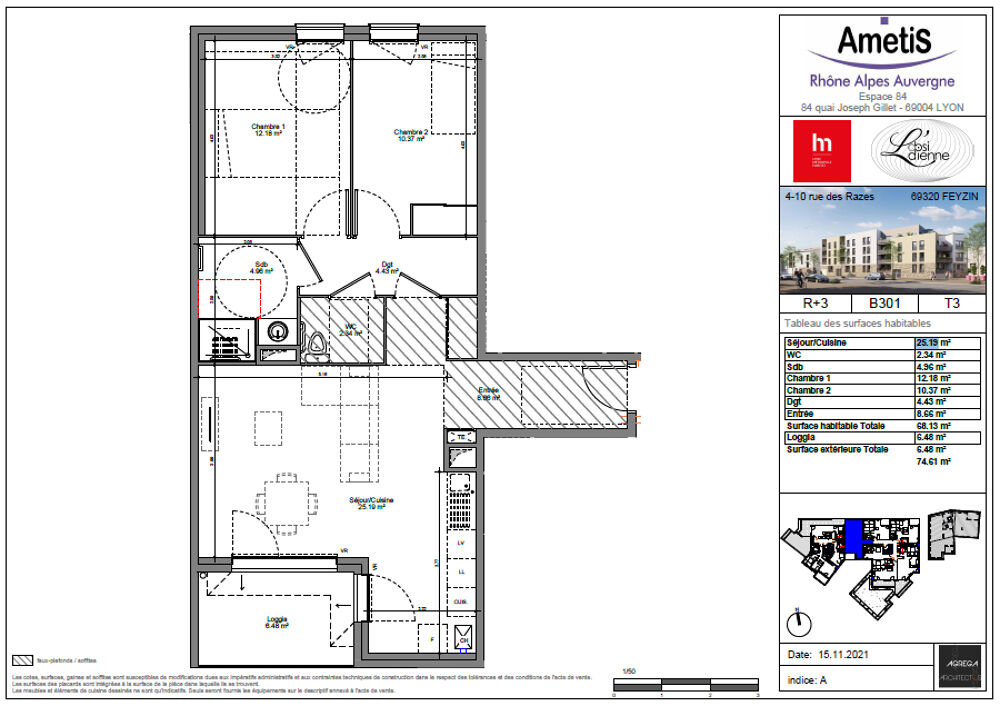 Location Appartement T3 de 68 m² à Feyzin à partir de 665,91  CC Feyzin