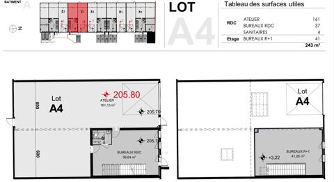   Local d'activité à louer CHASSIEU (69), local d'une surface totale de 243 m² dont 161 m² d'activité, 37 m² de bureaux aménagés a 
