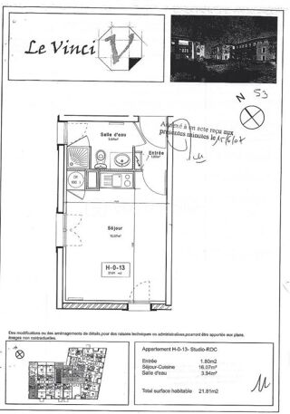  Appartement à vendre 1 pièce 21 m²