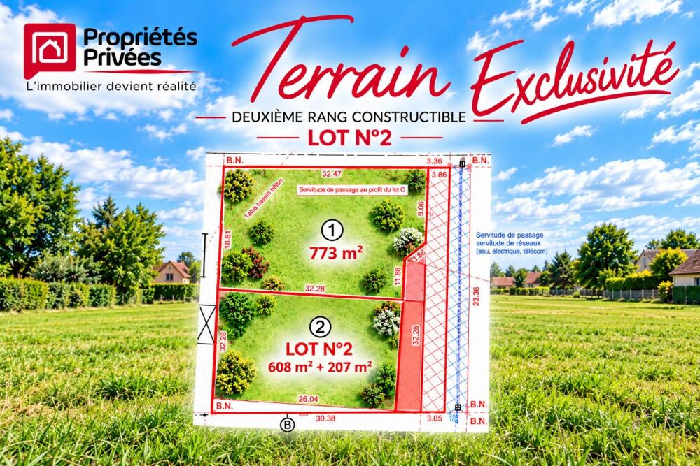 Vente Terrain 45130 -  EXCLUSIVITÉ - TERRAIN CONSTRUCTIBLE DEUXIEME RANG À ROZIÈRES-EN-BEAUCE Rozieres en beauce
