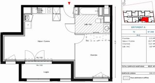  Appartement  louer 2 pices 42 m