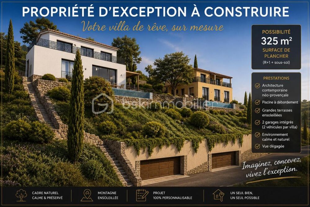 Vente Terrain Terrain constructible 2 126 m² – Permis purgé – 325 m² de surface de plancher Pierrefeu