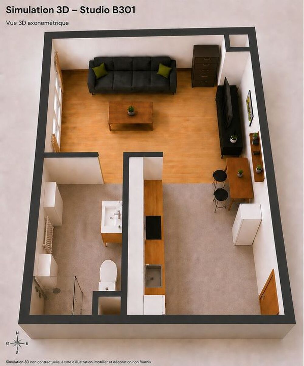 Location Appartement 1 pièce 30 m² – pohled 2