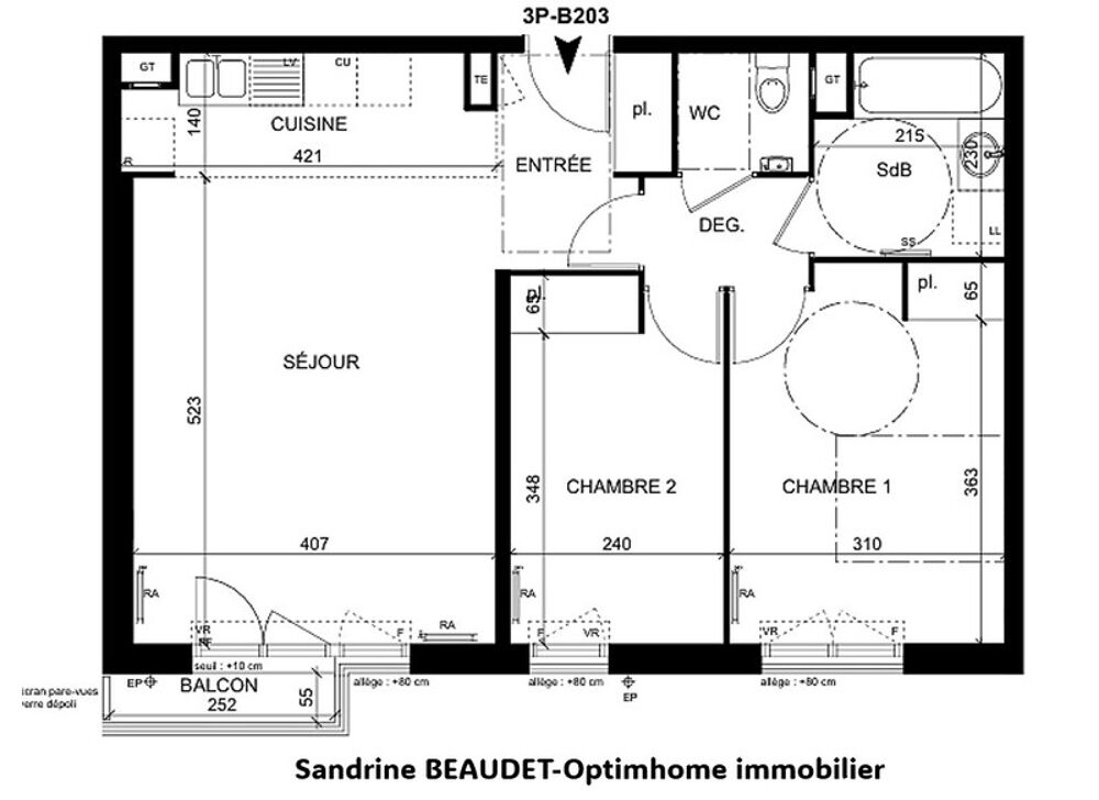 Appartement à vendre 3 pièces TRAPPES (78)