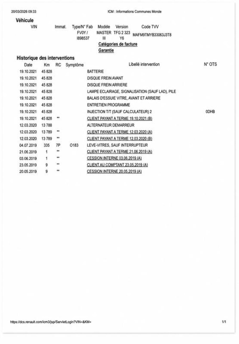 Master 1&deg; Main / 2.3L B DCI 130cv GRAND CONFORT L3H2 GPS/Radar idem 2019 occasion 60430 Abbecourt