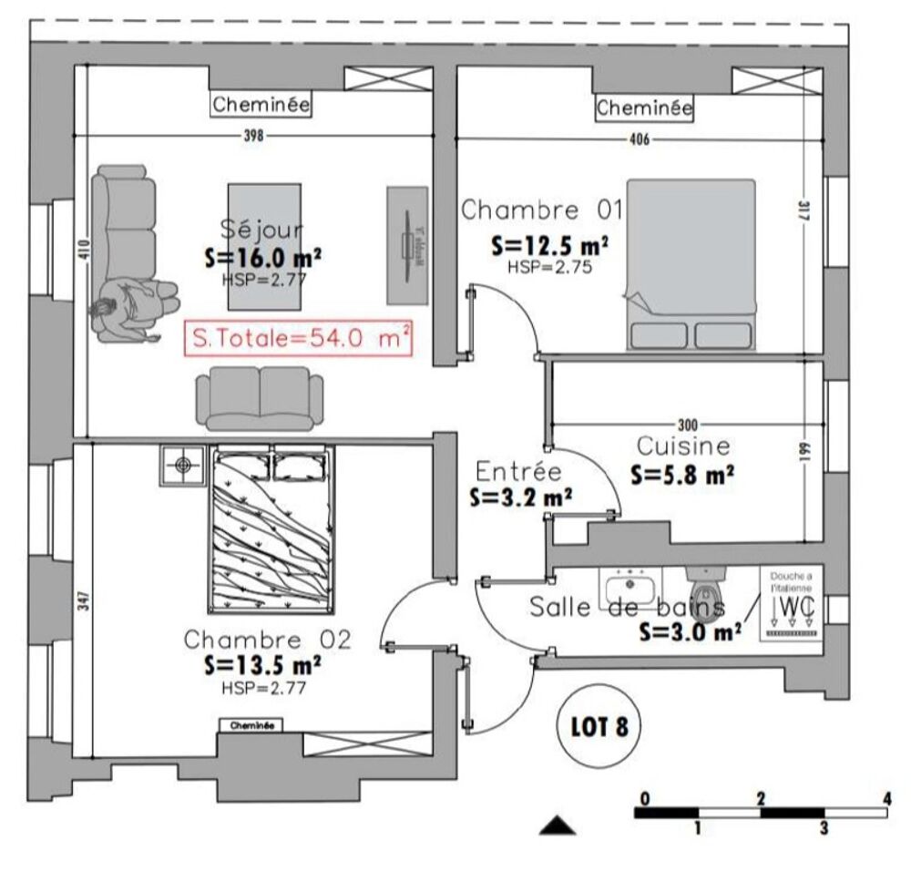 Vente Appartement Appartement T3 loué à vendre PARIS 19e, surface habitable 54 m2 + cave 5.6 m2 Paris 19