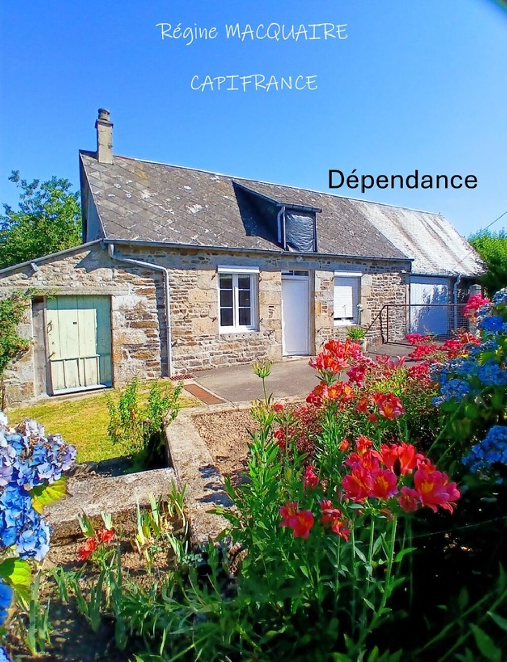 Maison en pierre à Sourdeval (50)  4 pièces  3 chambres dont 1 au rdc + dépendances  Terrain 2 500 m²