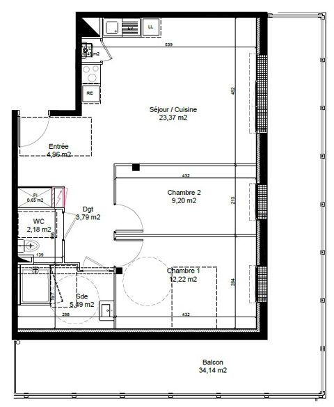  Appartement � louer 3 pi�ces 62 m�