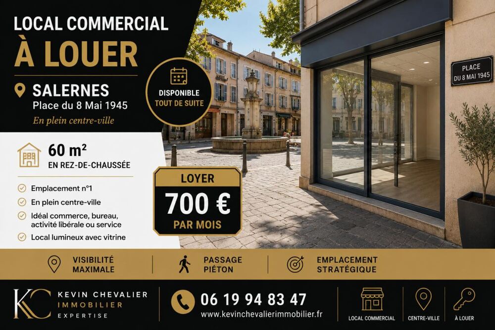   EXCLUSIVITE SALERNE - Local commercial centre ville 60 m² 