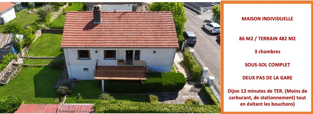 GENLIS (21110) Maison individuelle à vendre 5 pièces, 3 chambres possibilité 4, sous-sol complet avec garage sur 482m2