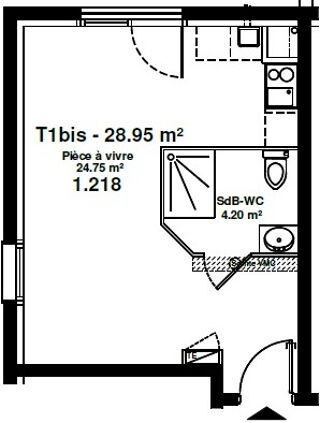  Appartement � louer 1 pi�ce 28 m�