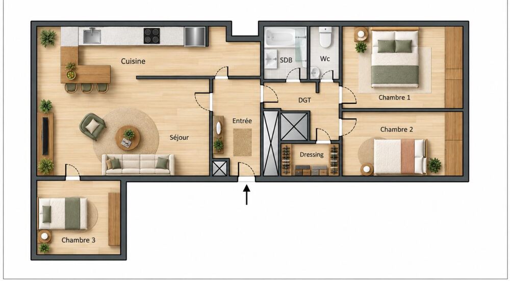 Vente Appartement LYON 9e-82 M2- 3 chambres avec balcon-Vue panoramique Lyon 9