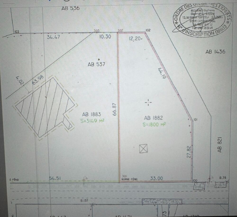 Vente Terrain Magnifique parcelle de terrain contructible de 1800 m2 sur les hauts de La Chaumière à Matoury Matoury
