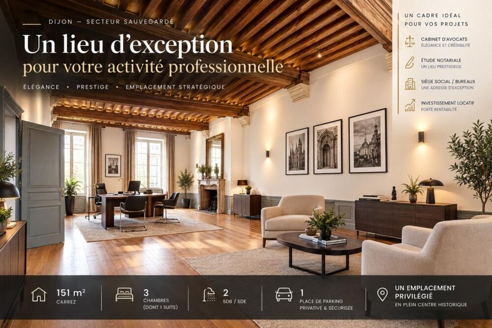 Dijon Centre Historique  Hôtel Particulier 151 m² : Demeure de Prestige, Cabinet Libéral ou Actif Patrimonial avec Parking Priv