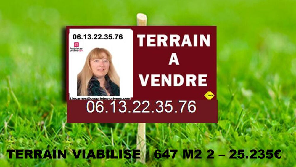 Vente Terrain Lanvenegen  - Terrain à bâtir de 647 m2 viabilisé - Prix : 25.235.40 Lanvenegen