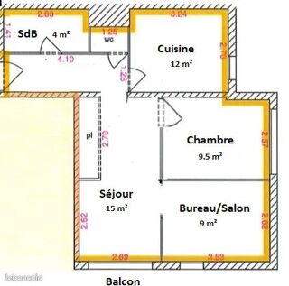  Appartement � louer 3 pi�ces 53 m�