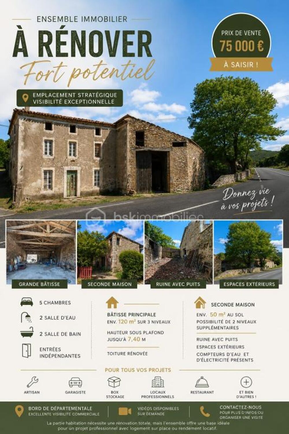 Vente Remise/Grange MAISON A RENOVER AVEC GRAND GARAGE et EXTERIEUR Pardailhan