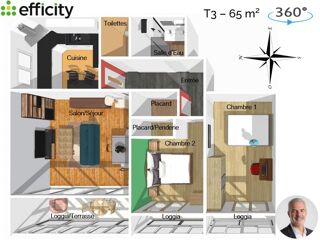  Appartement � vendre 3 pi�ces 65 m�