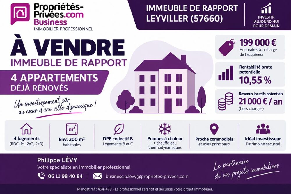   LEYVILLER - IMMEUBLE DE RAPPORT - 4 APPARTEMENTS - 297 M2 - RENTABILITE BRUTE POTENTIELLE 10,55 % 