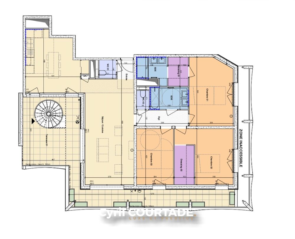 Montpellier, Dpt Hérault (34), Exceptionnel T4 de 120,81 m² en dernier étage  Terrasse & Solarium 118,47 m²