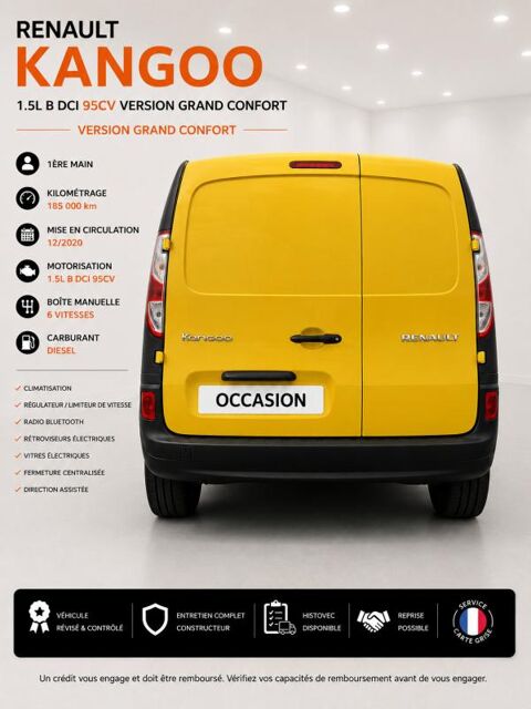 Kangoo Express 1&deg; Main / 1.5L B DCI 95cv de 2021 version GRAND CONFORT CLIM 2021 occasion 60430 Abbecourt