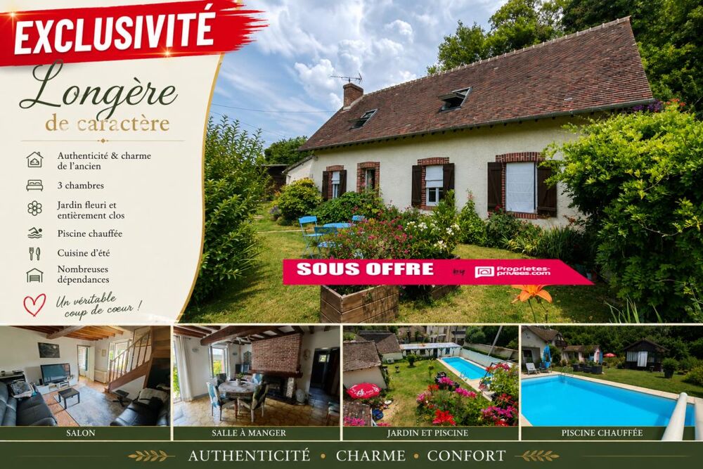 SAINT LUBIN DES JONCHERETS 28350 Maison de style longère (sans enfilade) - 1 étage - 3 chambres - Piscine chauffée - Nombreuses