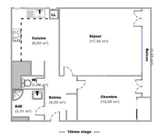  Appartement  vendre 2 pices 49 m