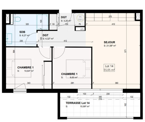   appartement à vendre 3 pièces ZONZA (20) de 55,05m2 avec terrasse Appartement - 3 pièce(s) - 55 m²
