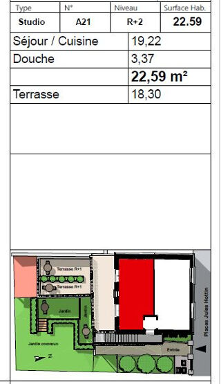  Appartement � vendre 1 pi�ce 22 m�