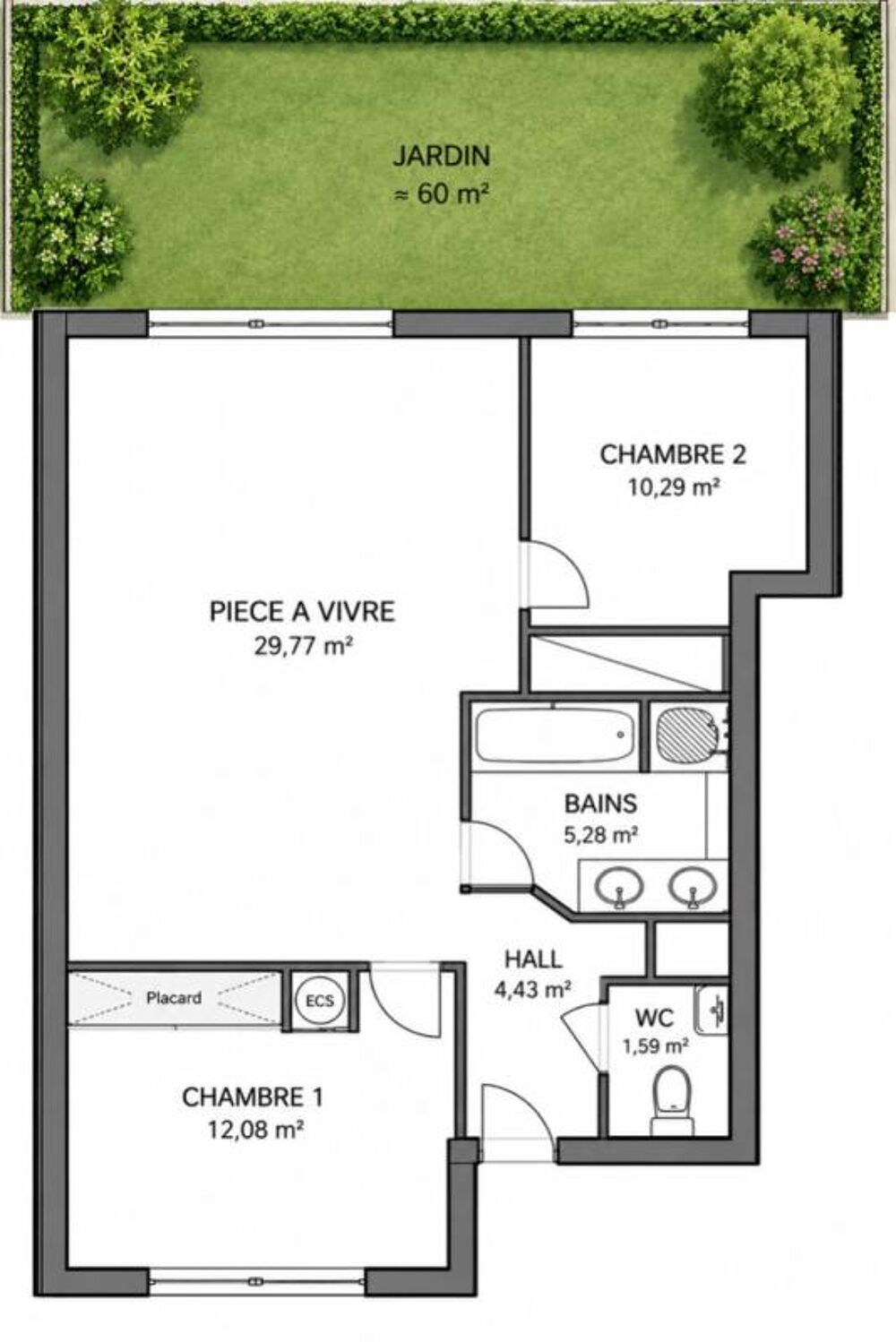 Appartement BBC avec jardin et parking