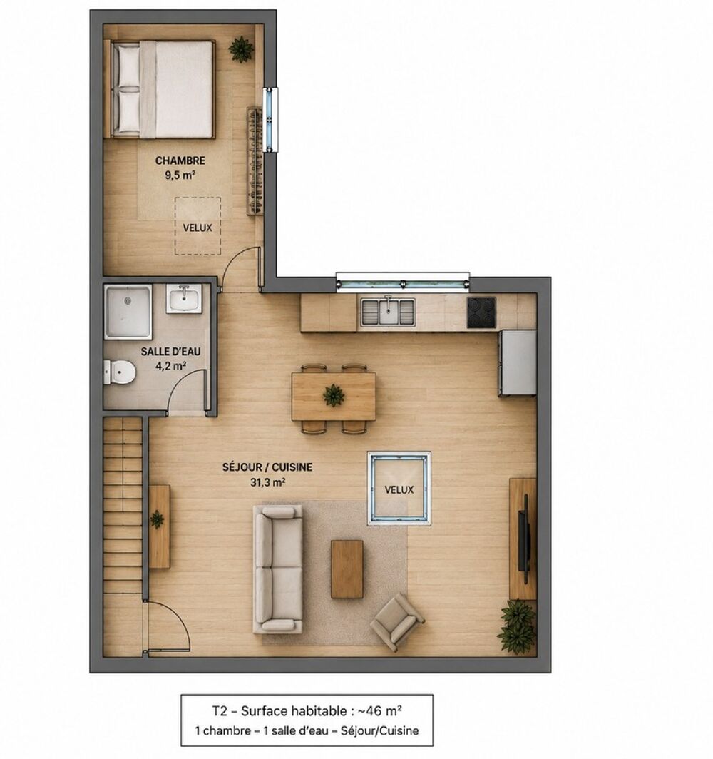 Plateau brut de 105 m² à aménager  Idéal investisseur  Potentiel de création de 2 logements