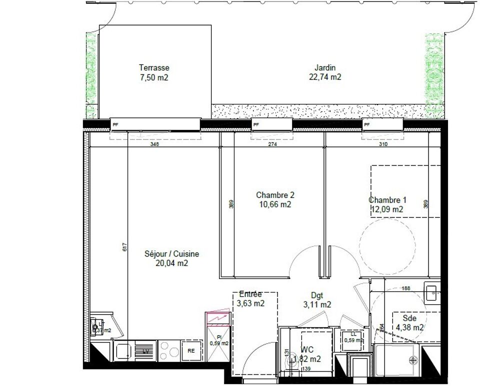 T3 NEUF avec terrasse, jardin et parking à CHARTRES