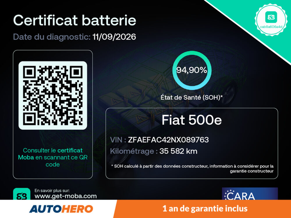 500 Electrique 42 kWh Icone 118 ch 2022 occasion 92130 Issy-les-Moulineaux