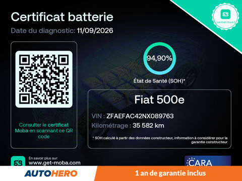 500 Electrique 42 kWh Icone 118 ch 2022 occasion 92130 Issy-les-Moulineaux
