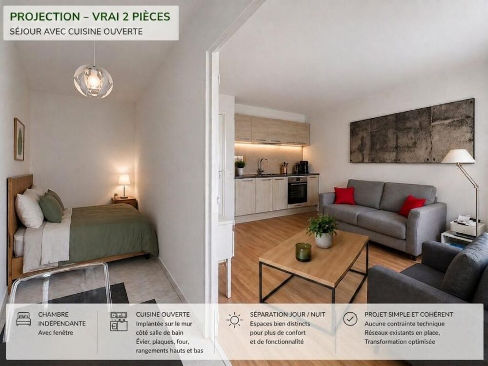 Vente Appartement ?? 35 m² transformable en vrai 2 pièces - projet chiffr Paris 15