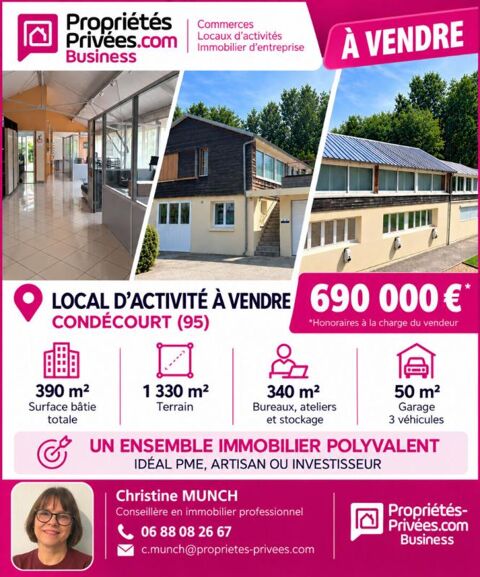 PROCHE CREGY - ENSEMBLE IMMOBILIER IDEAL PME, ARTISAN OU INVESTISSEUR 690000 95000 Cergy