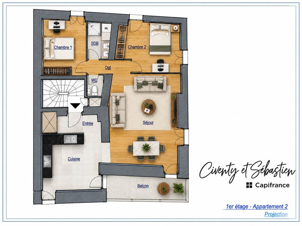 Vente Appartement SÉVRIER – T3 RÉNOVÉ ÉVOLUTIF T4 – 1ER ÉTAGE – VUE LAC Sevrier