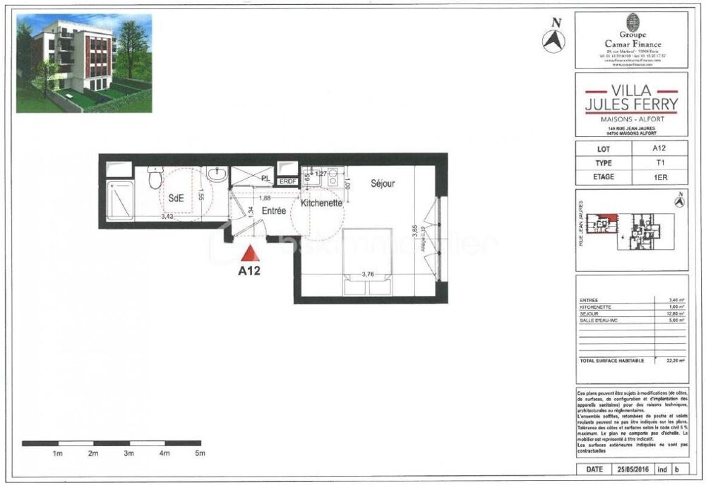 Studio dans un immeuble récent