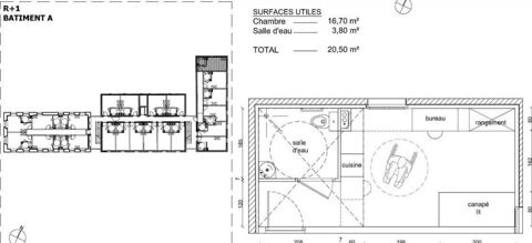  Appartement  louer 1 pice 20 m