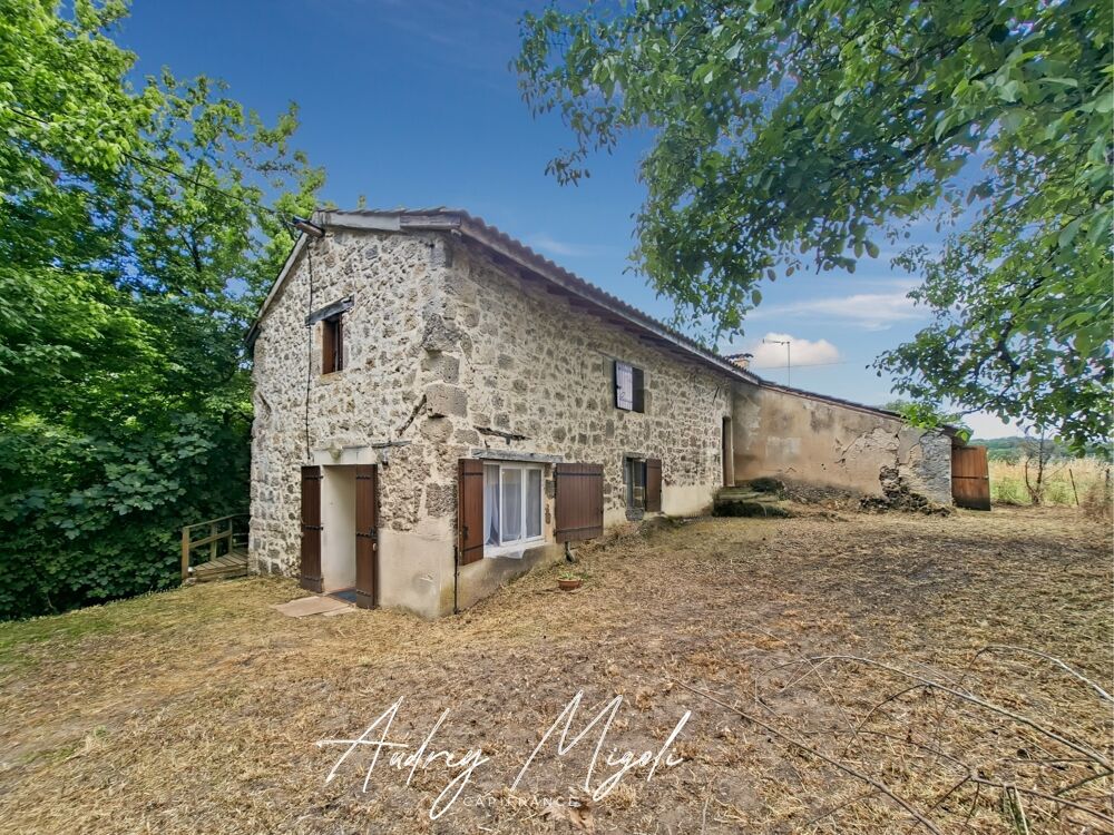 Maison en pierre au coeur de la nature, 109m², 3 chambres, garage et grande dépendance, au bord d'une rivière, terrain 1 hectare