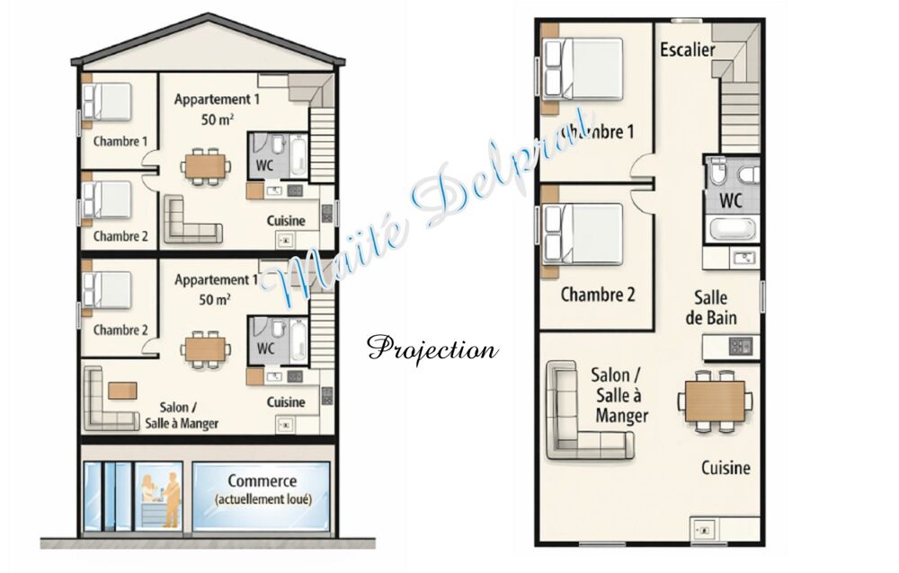Vente Maison Immeuble de village à rénover avec local commercial loué - 6 pièces CAROMB (84) Caromb