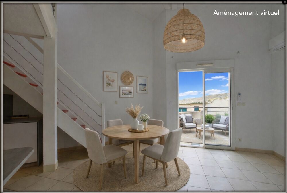 Pézenas  Dernier étage  T2 avec mezzanine, terrasse, climatisation et parking