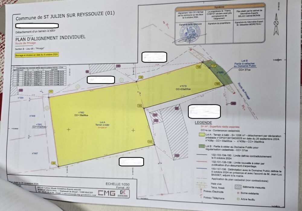 Vente Terrain Terrain à vendre 1208m² HORS LOTISSEMENT SAINT JULIEN SUR REYSSOUZE (01) Saint julien sur reyssouze