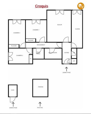  Appartement  vendre 5 pices 85 m