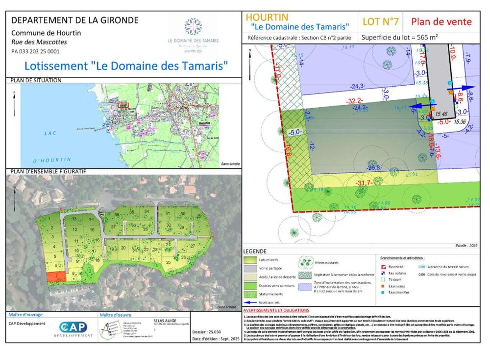 Vente Terrain HOURTIN - Terrain viabilisé 565 m² - proximité du lac Hourtin