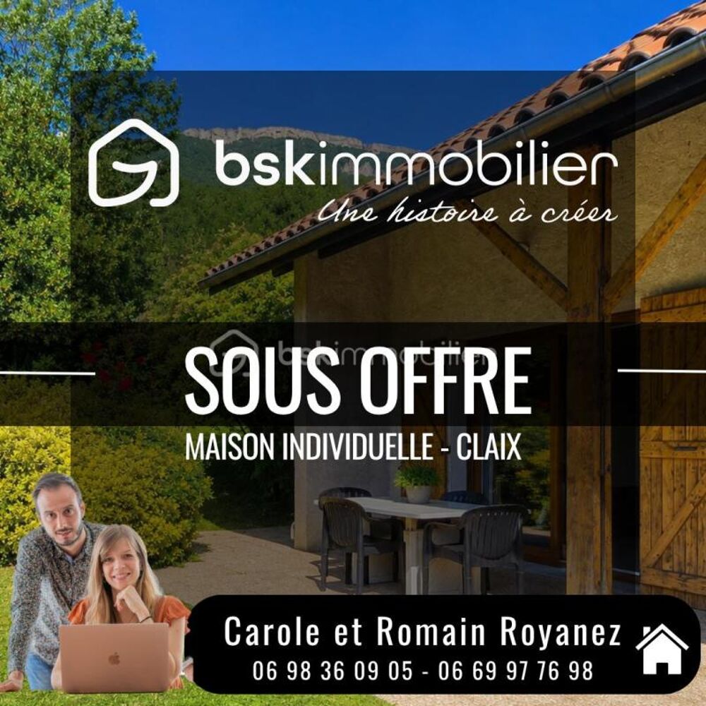 Vente Maison CLAIX – Maison familiale avec terrain de 1 075 m², vue dégagée et potentiel d'agrandissement (jusque 50 m2) Claix