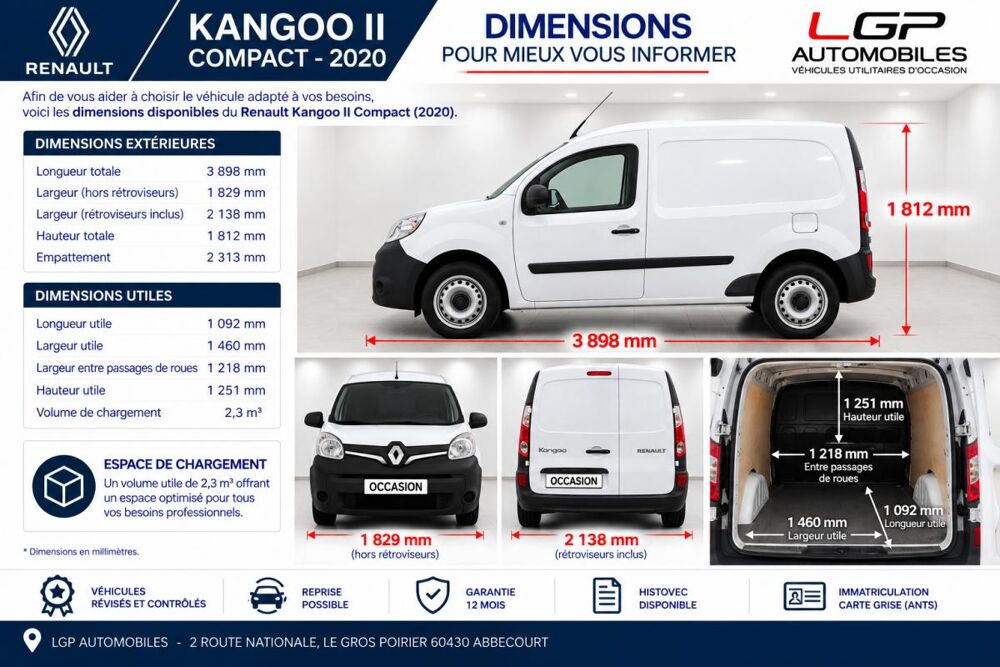 Kangoo Express 1&deg; Main / 1.5L DCI 75cv GRAND CONFORT SANS AD BLUE CLIM/REGU 2019 occasion 60430 Abbecourt