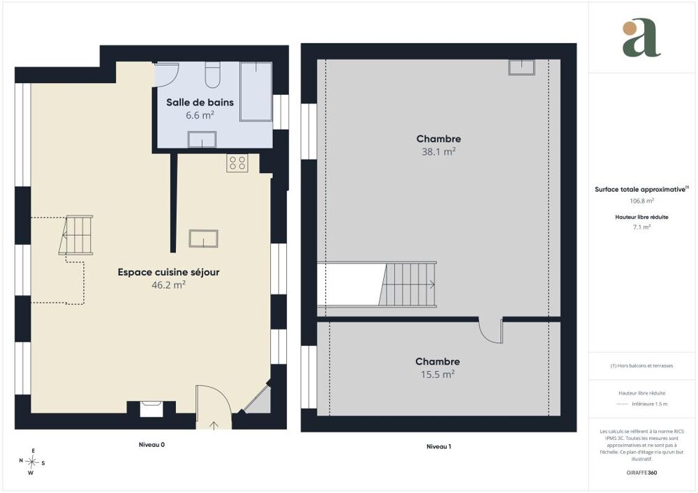 Vente Maison Historique de Charme 103 m²  Cour Pavée & Terrasse  Le Pecq (78230)